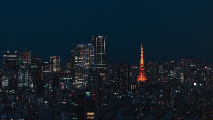 Minato City skyline at night with Tokyo Tower